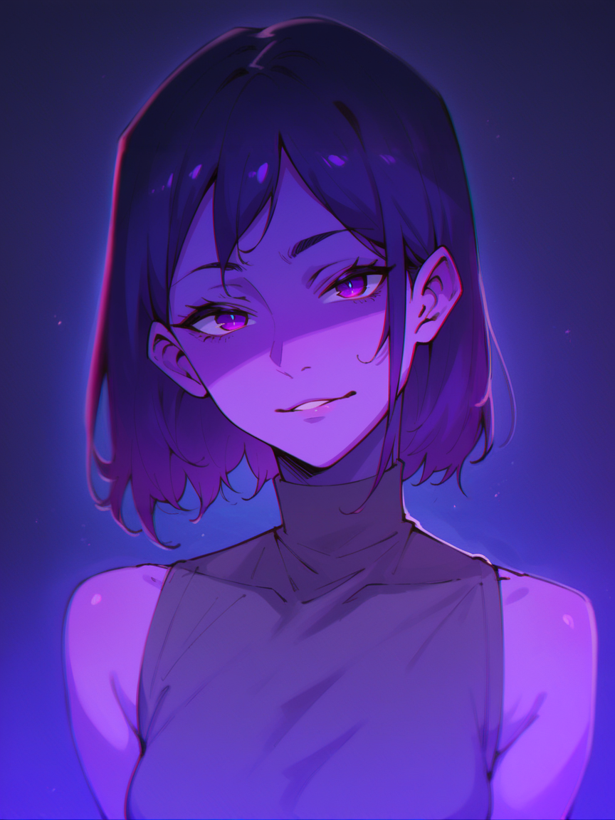 score_9, score_8_up, score_7_up, score_6_up,   <lora:st4t1ctvXLP:1> st4t1ctv, chromatic aberration, purple theme, 1girl