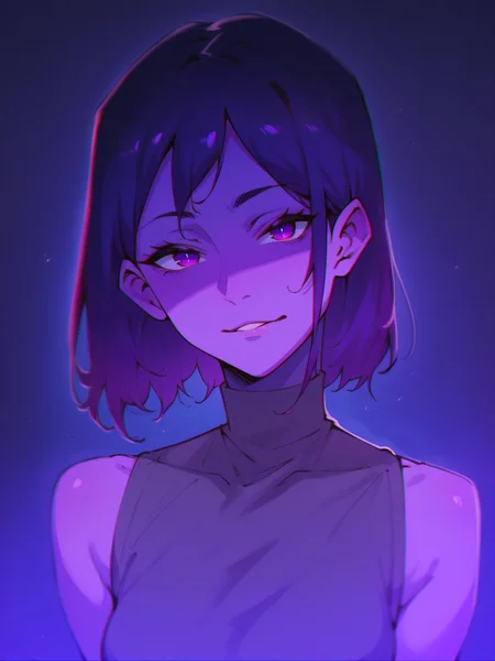 score_9, score_8_up, score_7_up, score_6_up, <lora:st4t1ctvXLP:1> st4t1ctv, chromatic aberration, purple theme, 1girl
