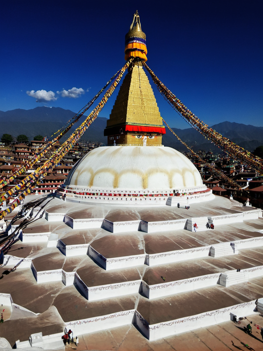 <lora:Boudhanath_Stupa:0.6> boudhanathstupa, drone photo