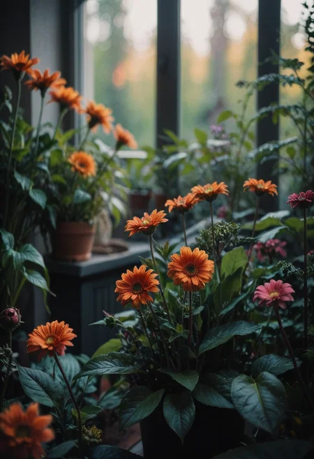 <lora:RMSDXL_Enhance:2> <lora:RMSDXL_Darkness_Cinema:2.5> a solarpunk living room with lots of flowers and plants, dark theme, (gaussian blur:1.2) (high key abstract photo masterpiece:1.2) raw photo, film grains, shallow, depth field, bokeh, Best quality, masterpiece, ultra high res, (photorealistic:1.4), (smooth light:1.4)