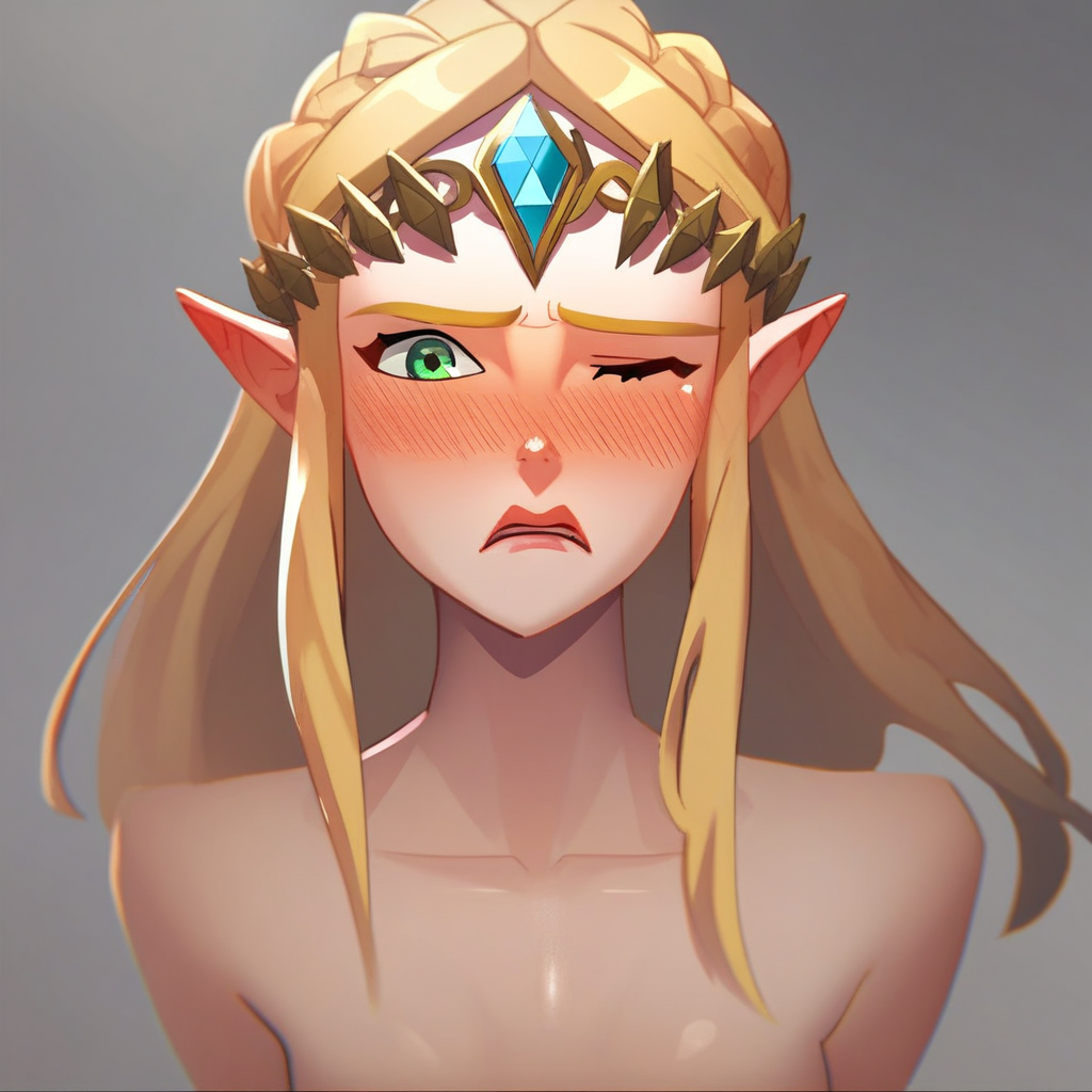 score_9, score_8_up, score_7_up,score_6_up, TW1L1GHT0FTH3G0D5, source_hentai, source_anime, masterpiece, 2D, Princess Zelda, lips, shiny_skin, sexy, modeling, posing, rating_explicit, blonde hair, green eyes, embarrassed, wince, blush, blonde pubic hair, uncensored, pussy, pussy juice, source_anime,