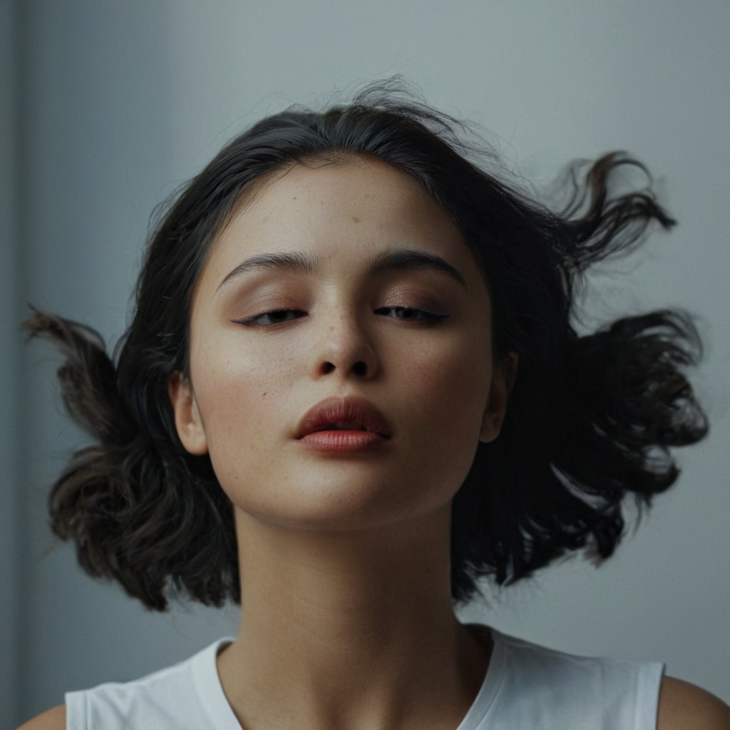 cinematic film still of <lora:add-detail-xl:0.1>1
<lora:detailed:0.3> realism
<lora:perfection style:0.2> perfect
<lora:eyetune:0.6>
<lora:xl_more_art-full_v1:0.1>
<lora:Ron Fricke style:0.3>
<lora:Unreal Engine style:0.3>
<lora:TeethXL:0.3>
<lora:Chiaroscuro Lighting Style:0.3> Chiaroscuro Lighting Style
 <lora:Television advertisement Hollywood Cinematic Film style:1>
A dramatic cinematic photographic image of a woman with her eyes closed and her hair blowing in the wind,1girl,solo,black hair,closed mouth,closed eyes,artist name,on back,blurry,english text,lips,freckles,realistic,skeleton,subtitled , Commercial advertisement themed, sharp, detailed, epic photography, artistic, creative, dramatic light, cinematic style, Kodak film style, different lighting style, different color style, different background, different scene, different person, different people, different race, different gender, 8k resolution, Television advertisement Hollywood Cinematic Film style, shallow depth of field, vignette, highly detailed, high budget, bokeh, cinemascope, moody, epic, gorgeous, film grain, grainy