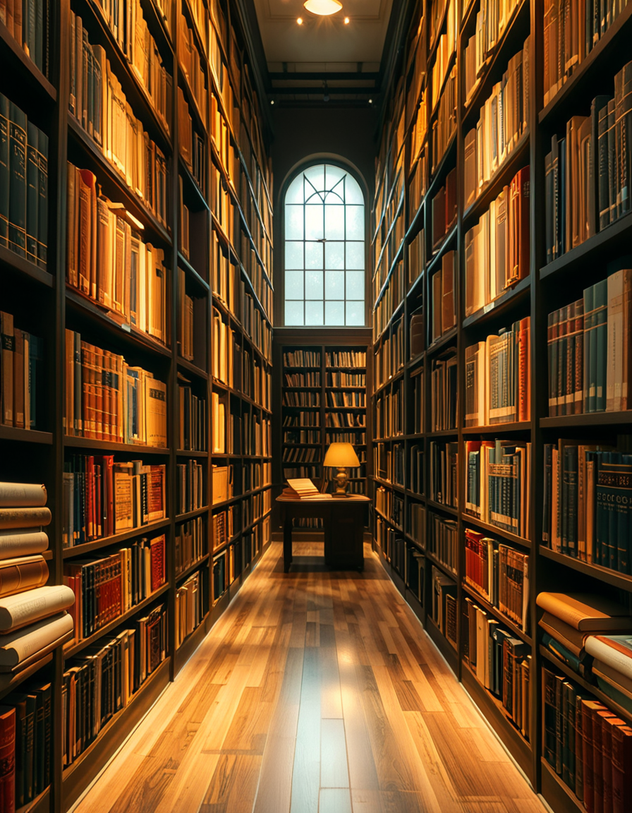 A quiet and well-organized aisle in a grand university library, lined with tall wooden bookshelves filled with countless books of various sizes and colors. The aisle is illuminated by soft, warm lighting from overhead lamps, casting a gentle glow on the polished wooden floor. A cozy reading nook with a wooden chair and a small desk is tucked into a corner, with an open book resting on the surface. The background features large arched windows letting in natural daylight, adding a serene and scholarly atmosphere. The perspective of the image leads down the aisle, creating depth, with book titles slightly visible on the spines. The ambiance is peaceful, evoking a sense of knowledge and intellectual curiosity.
<lora:SDXLFaeTastic2400:0.4> <lora:extremely_detailed:0.4> extremely detailed, <lora:University_Library_41sl3:1>,University Library 41sl3, Masterpiece,best quality,hi res,8k,hi res,8k,award winning,(sharp focus, intricate, highly detailed),