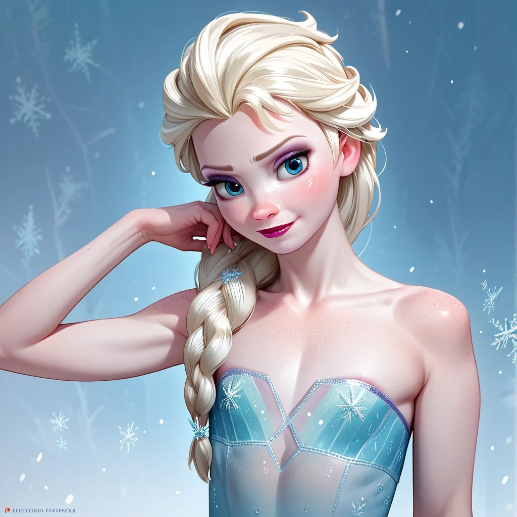score_9, score_8_up, score_7_up, score_6_up, score_5_up, score_4_up, Elsa, Frozen, flat chest, freckles, pale skin, posing,