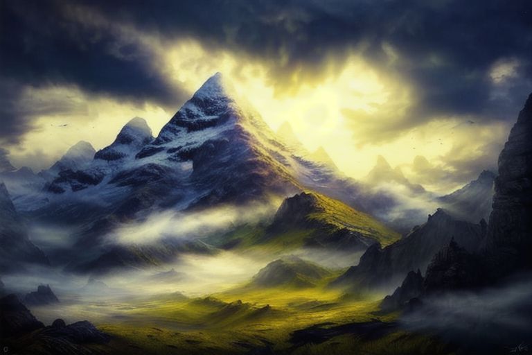 RAW photo, (masterpiece:1.3), subsurface scattering, heavy shadow, (high quality:1.4), (intricate, high detail:1.2), professional photography, HDR, High Dynamic Range, realistic, ultra realistic, photorealistic, high resolution, film photography, ambient lighting, atmospheric effects, <lora:detail_slider_v4:2>, OverallDetail, epic medieval fantasy, fanmou, a huge and sinister mountain peak in the background shrouded in fog and dark clouds, <lora:Fantasy_Mountains:1>,  <lora:fantasyAI:0.6>, tanjoreai, epiCPhoto