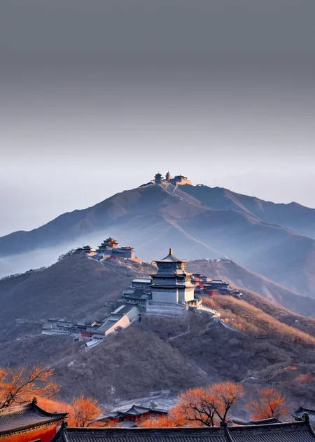 <lora:äºå°å±±:1>,Mount Wutai, no humans, grey background, gradient background, gradient, scenery, simple background, masterpiece, best quality,