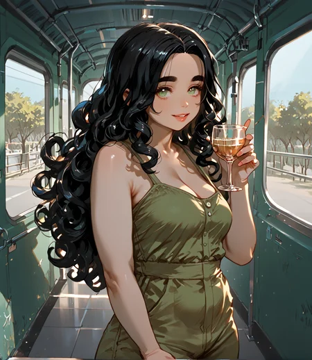 PonyScores7, source_anime, ah1, <lora:natsumi_style:1>, BREAK 1girl, (curly hair), long hair, (black hair:1.3), mature female, (parted hair:1.7), (round face:1.2), (fringe:-0.5), (bangs:-0.5), (hair between eyes:-0.5),  (thick eyebrows), (curvy), round-chin, (greenish hazel eyes), caucasian, (downturned eyes:1.2), (plump face), <lora:ETO_OCPonyXL:0.5> eto_oc, skindentation, (plump), thick thighs, wide hips, busty, voluptuous, kinky curls, lips, <lora:venus body PonyXL:0.4>,  (hopeful expression, slight smile, eyes looking up), (holding a glass), (Malevolent, abandoned subway station), looking at viewer, (kilamanjaro park maintenance worker, in casual clothes with park equipment), BREAK <lora:xl_more_art-full_v1:0.2>, <lora:shinyskin2:0.2> glistening skin, <lora:aesthetic_anime_v1s:0.2>, <lora:Expressive_H:0.2> Expressiveh, <lora:hairdetailpxl:0.2> hairdetailpxl, <lora:EpicF4nta5yXL:0.2>, <lora:detailxl:0.2> detailxl, <lora:Fant5yP0ny:0.2>, best quality, amazing quality, best aesthetic, absurdres, <lora:expressive eyes:0.2> expressive eyes, <lora:eyedetailpxl:0.2> eyedetailpxl, illustration, Volumetric_Lighting, ultra-detailed, very aesthetic, intricate details, 8k, masterpiece, best_quality, BREAK (B-Roll), BREAK <lora:Eyes_High_Definition:0.3> EyesHD, Stable_Yogis_PDXL_Positives, AS-Adult, <lora:Complicated fantasy portrait - XL Pony V2.0:0.4>, bad-hands-5,