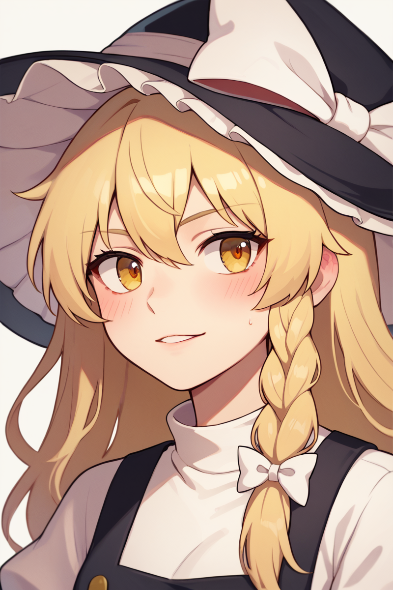 score_9, score_8_up, score_8, score_9, 1 girl,  source_anime, <lora:kirisame_marisa_pony-10:0.8> kirisame marisa, blonde hair, yellow eyes, blush, portrait, close-up,  <lora:Mangamaster-style_v10:0.8> mangamaster