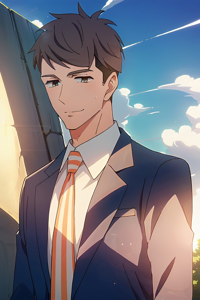 (score_9, score_8_up, score_7_up), (source anime, best quality, best aesthetic, perfect anatomy), 1boy, kentaro momose, male_focus, handsome detailed face, black eyes, black jacket, blue jacket, collared shirt, slim body, skinny, orange necktie, solo, modern office, portrait, <lora:Kentaro Momose_PDXL:0.85>, ((Climbing, Naughty Face)), <lora:aesthetic_anime_v1s:0.8>