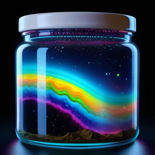 bioluminescent rainbow, ultra detail colorful nebula universes in a jar ral-lava:0.9:20 ultra realistic 8k cg, masterpiece, professional artwork, cinematic lighting,Contained Color