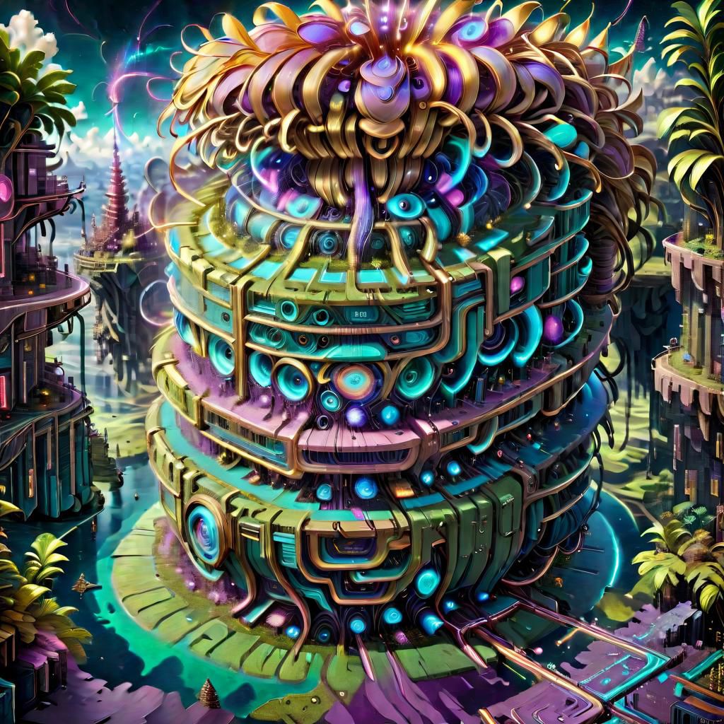 Psychedelic isometric turn based sci fi rpg world, dystopian retro futuristic, cyberpunk, cyberdellic, wild, elaborate, best quality, perfect detail, vivid colors, absurdres, masterpiece
