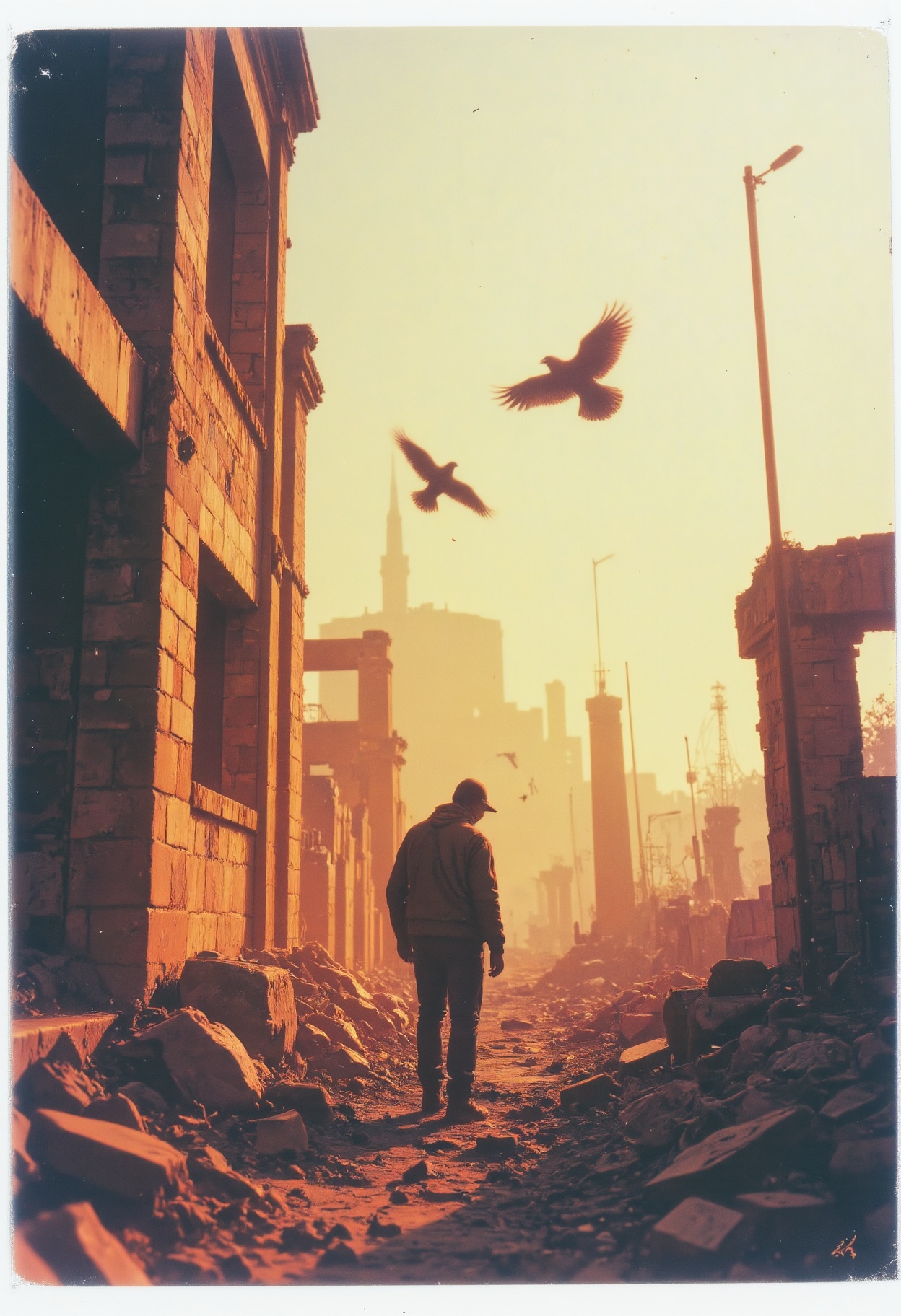 cheapo. A 1990s analog style photo, found footage, disposable camera, lomography. Pencil Sketch Drawing of foggy, Playboy aesthetic, a lone scavenger picking through the ruins of a deserted city, crows circling overhead, iridescent colors, stunning background. warm and bright sunlight, a mesmerizing blend of light and shadow. masterpiece, absurdres, intricate details, black and white drawing, pencil sketch, graphite drawing
<lora:lora.TA_trained:0.8>