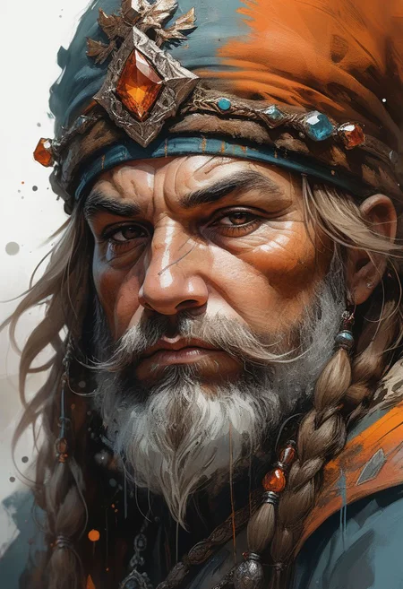 warm gimli portait, proud, jeweled flare, of the mountain, color, comic style, perfect anatomy, centered, perfect masterpiece, dynamic, ultra detailed, concept art, smooth, sharp focus, illustration, art by Carne Griffiths and Wadim Kashin, trending on artstation, sharp focus, studio photo, intricate details, highly detailed, by greg rutkowski, kids story book style, muted colors, watercolor style, muted colors, watercolor style
 <lora:add-detail-xl:1>