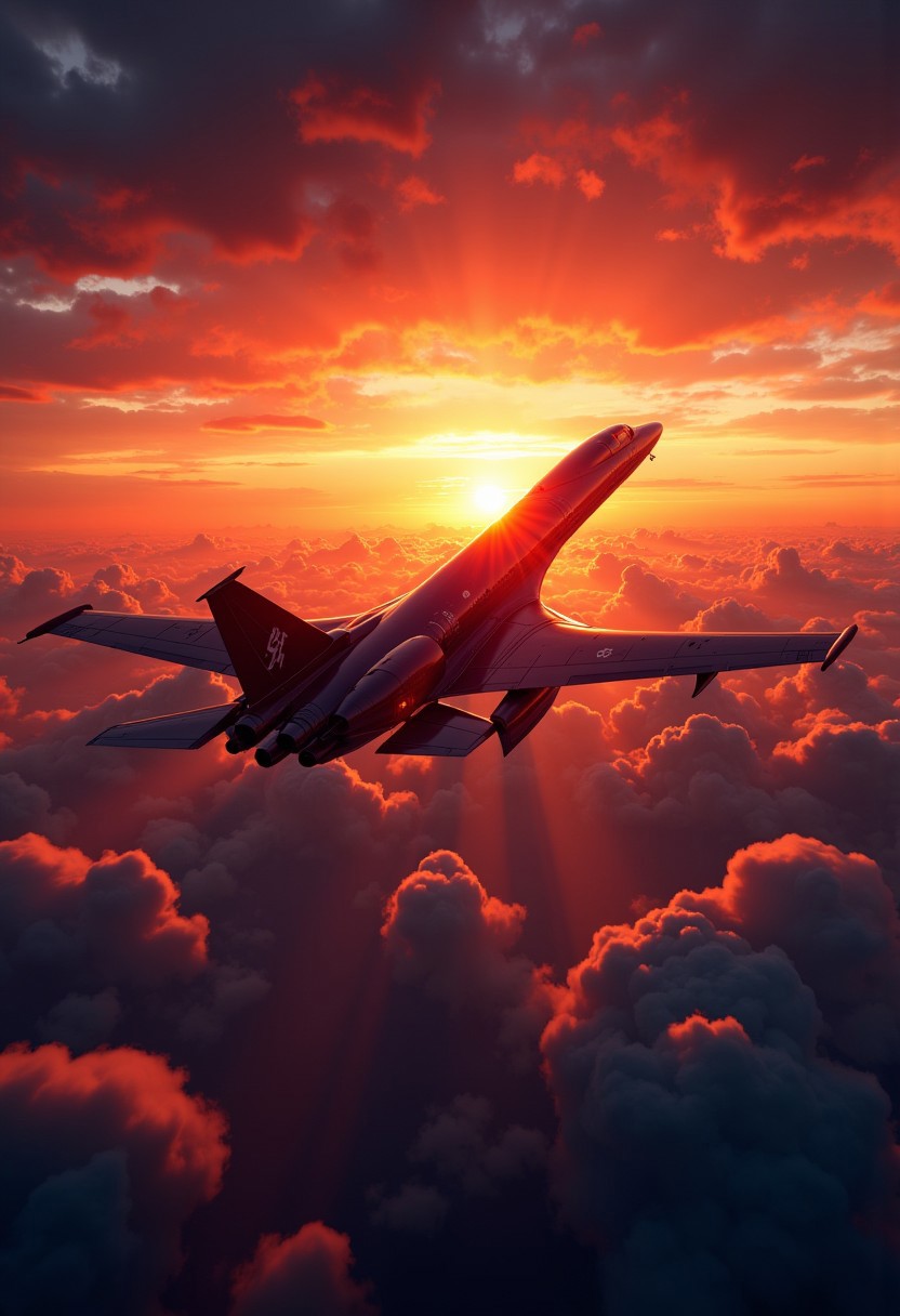 mythp0rt, detailed image of Lockheed SR71 Blackbird spy plane, flying high in the atmosphere at sunset, dramatic clouds,  vibrant, dynamic, silhouetted, clouds, scenery, masterpiece, perfect composition