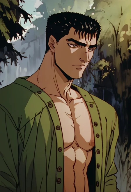 score_9, score_8_up, score_7_up, score_6_up, score_5_up, score_4_up,
<lora:BerserkV5:1> berserk,
guts, 1boy, male focus, forest, outdoors, portrait,