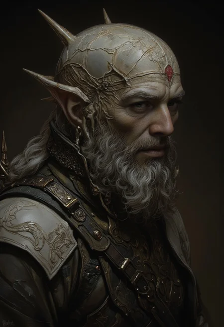 the Mokosh is an ancient, mythical creature, with long fangs, spikes, protruding from its head staring at you with old soulless eyes, skin like engraved stone where every grove tells a story. its presence demands respect and loyalty, head and shoulder portrait, hyperdetailed, 8k resolution concept art, WLOP, Moebius, H.R. Giger, Royo, muddy, dark colors, minimal lighting, hyperrealism, digital illustration, intricate,( vapor:0.9), dorian cleavenger, brom, hyperrealism, digital illustration, horror, dark environment, (&:0)t (photography, high-resolution, dynamic, energetic,hyper-realistic, dramatic lighting, shallow depth of field.)