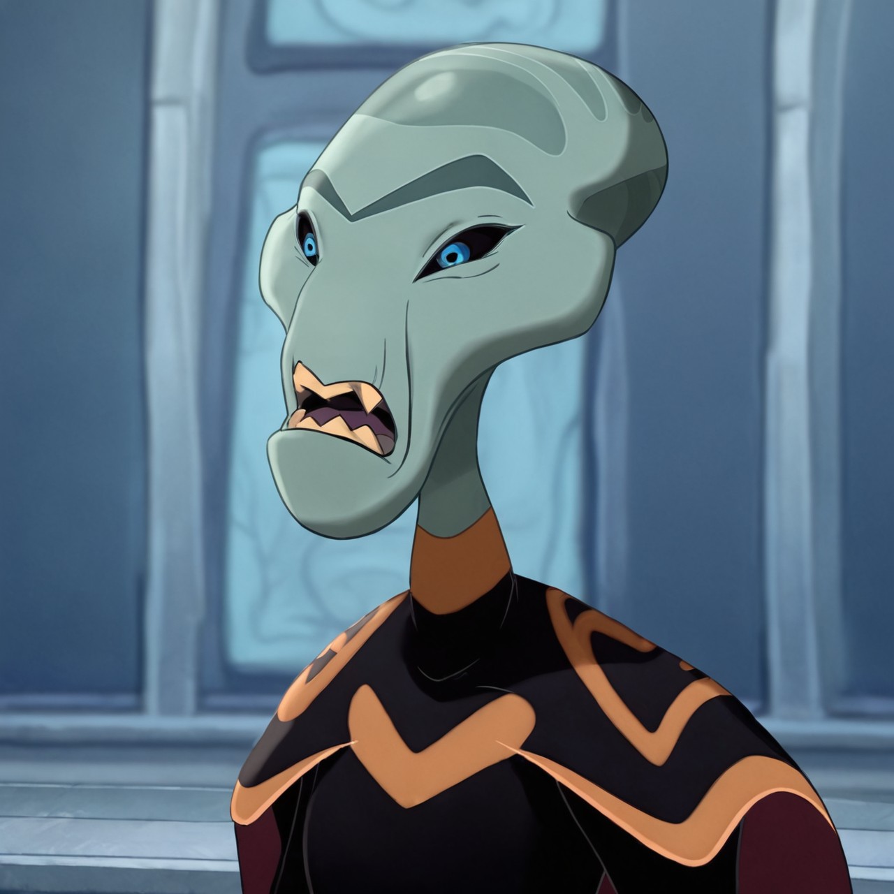 score_9,score_8,score_7,source_furry,
<solo:1.5>,
<1girl:1.5>,
gr4nd_counc1lwom4n, alien, grandcouncil_alien_lilo, grand_council_alien, 1girl, alien girl, mature female, fanart, nsfw, cape, solo,blue eyes,, black sclera, blue eyes,
gr4nd_counc1lwom4n, grandcouncil_alien_lilo, grand_council_alien, 1girl, alien, alien girl, mature female, official art, official style, safe, solo, colored sclera, blue eyes, no humans, open mouth, teeth, black sclera, 1boy, colored skin, female focus, pokemon (creature), blurry, blurry background, indoors, upper body,
 <lora:Grand_Councilwoman_Pony_SDXL:1>
