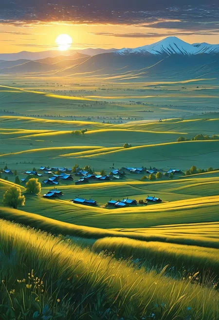 A captivating morning scene illustration featuring the steppes of Mongolia. This enchanting artwork captures a serene and peaceful early morning, where the sun is just starting to rise over the the steppes and fields of Mongolia, creating a cinematic experience back to the times when Mongolian armies rode across the land on horses, 
 illustration, cinematic
<lora:DonM3t3rn1tyXL-v1.1:0.7>, DonM3t3rn1tyXL,
OverallDetailXL  <lora:MJ52:0.3>  <lora:SDXLFaeTastic2400:0.4>  <lora:EpicF4nta5yXL:0.7>