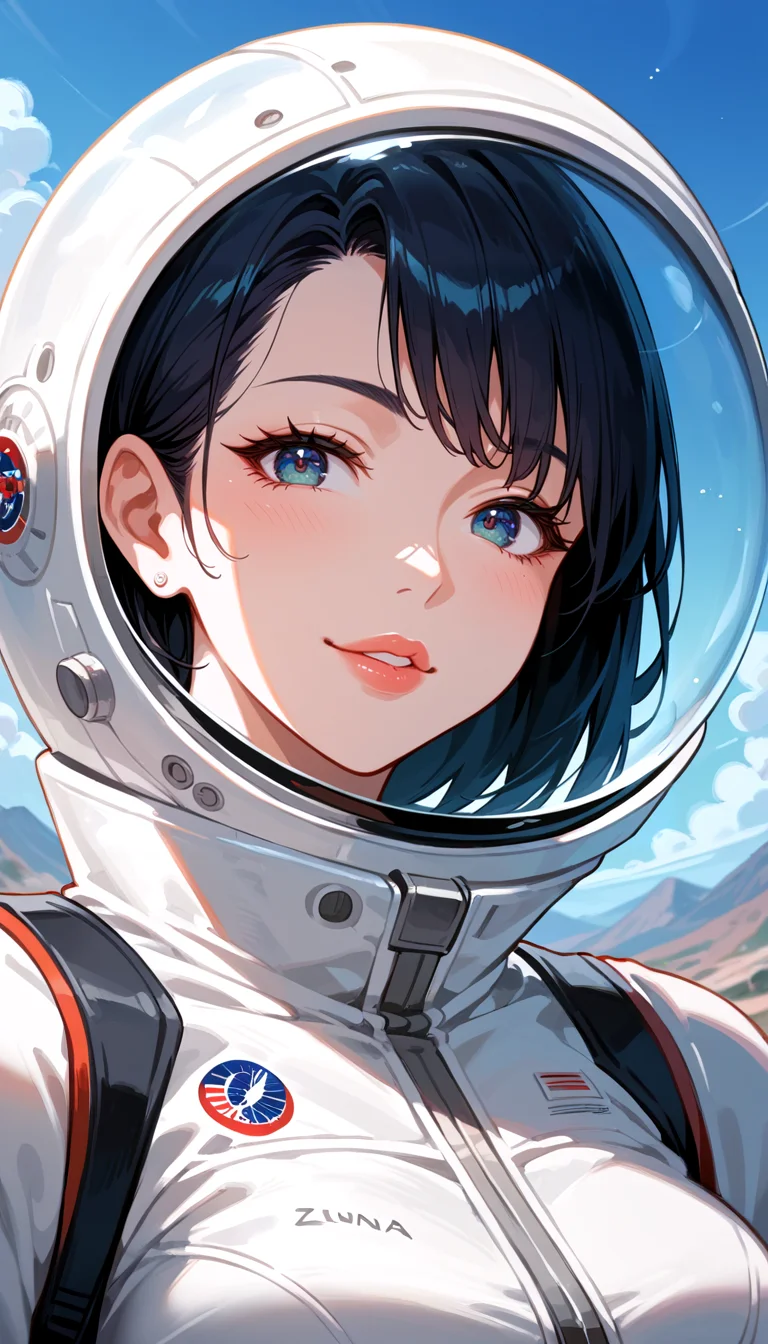 score_9, score_8_up, score_7_up, Anime Style, Portrait, girl, astronaut, cute, seductive, innocent, light smile:0.3, plump lips, slender body, high detailed futurist spacesuit, textured clothing, lunar landscape background, depth of field, dynamic angle, fashion photography, sharp, hyperdetailed:1.15