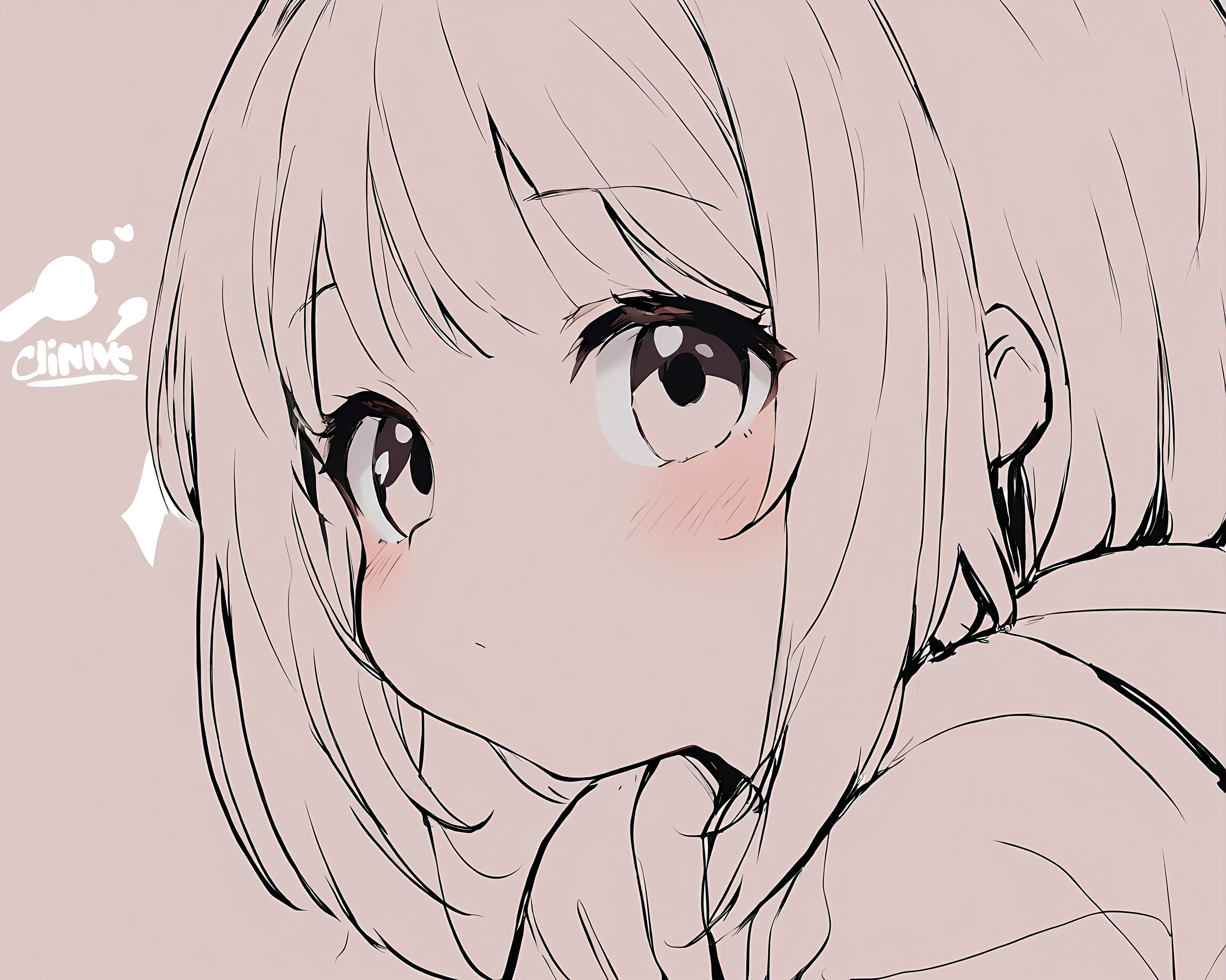 1girl, solo, young girl, lineart <lora:newhotaru_ill:1>