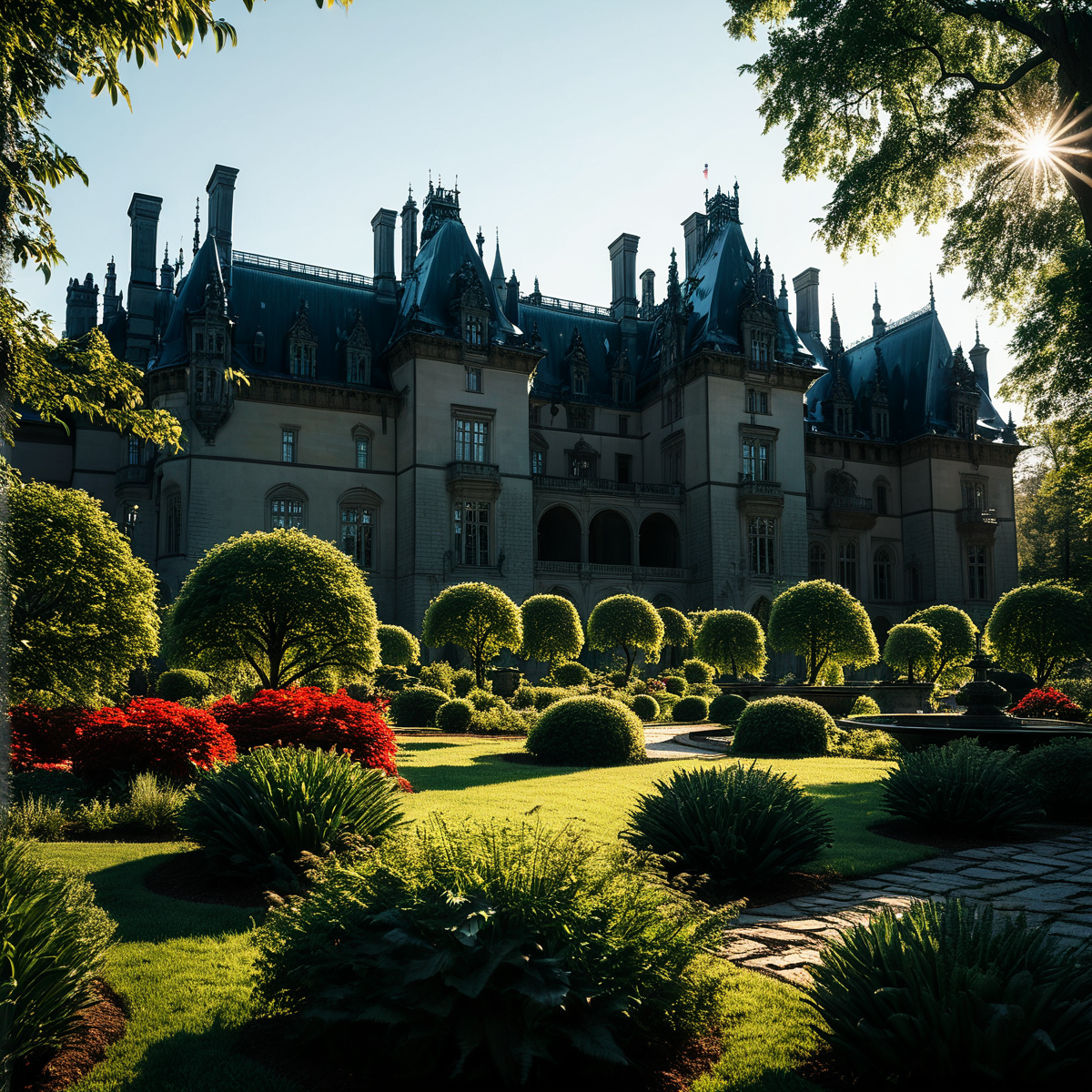 (((In a garden with the Biltmore Estate in the background))), volumetric lighting, vibrant colors, 4k epic detailed, shot on kodak, 35mm photo, sharp focus, high budget, cinemascope, moody, epic, gorgeous, film grain, grainy, low key photography, dramatic lighting, intense emotions, cinematic feel, mysterious ambiance, emphasizing shape and form, creating depth, evoking drama, storytelling through shadows, professional technique,professional lighting, imaginative concept, creative styling, otherworldly aesthetic, surreal visual, captivating narrative, intricate detail, fantastical landscape, editorial storytelling, professional lighting, creating visual impact, evoking emotion, pushing creative boundaries <lora:add-detail-xl:2> <lora:Cosine_freck:1>