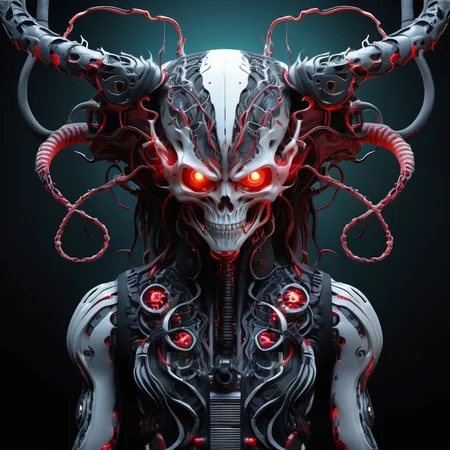 ((best quality)), ((masterpiece)), ((realistic,digital art)), (hyper detailed),DonMD3m0nV31nsXL,demonic, Biomechanical Augmentation, Fiber Optic Cables,Ventilation Holes, Wave, Knitted, , <lora:DonMD3m0nV31nsXL_v1.1-000009:0.85>