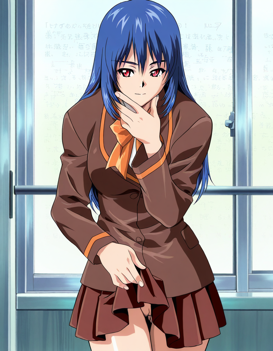 score_9, score_8_up, score_7_up, source_anime, anime, anime screencap, official style,BREAK official art, solo, 1girl, one girl, 
<lora:akiyama_yuuko:1>, akiyama yuuko, long hair, blue hair, red eyes, school uniform,
explicit, nsfw, 
(masterpiece:1.3), best quality, high resolution, unity 8k wallpaper, (illustration:1.2), 8K,