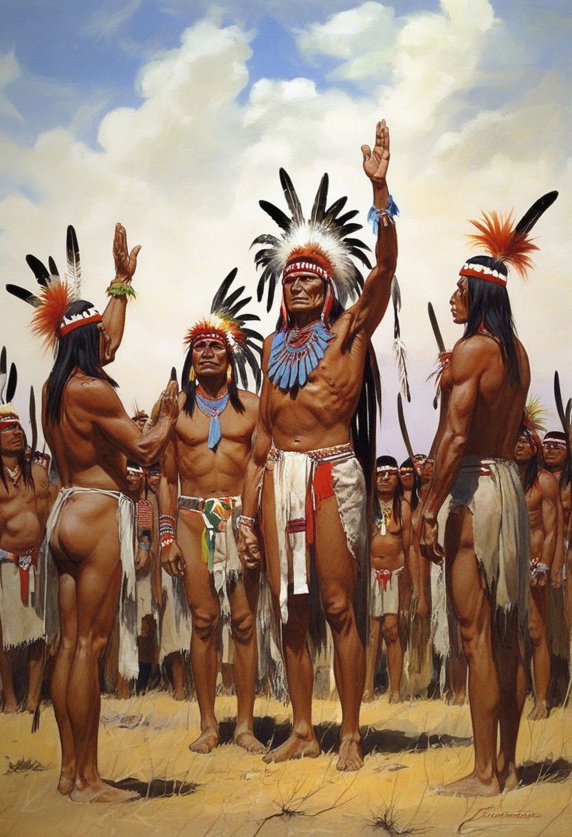 Pierre joubert,  painting of apaches taking an oath