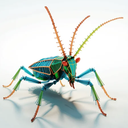 corn, leaf bug, made of, plant life, spiked monster, tiny neon filaments (made of:1.1) (tiny:1.1), (neon:1.2), (glass:1.1) (filaments:1.2), <lora:World_of_Filaments:0.8> w0f1l