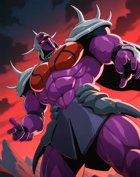 <lora:Lanacuras_(Shinzo)_(Illustrious)_(AD):1> Lanacuras, muscular, Shinzo,
exterior, vivid anime dark sky with black clouds, mountains, nature, end of the world background, red and green clouds in the sky, fighting,
dynamic action, dutch angle, cowboy shot, detailed face, detailed eyes, glowing red eyes,
hyper muscular, end boss, large wide rounded protruding pecs, bulging muscles, large rounded muscular shoulders, large biceps, large thighs, abs, red pecs, perfect hands, peak physical conditioning, pinnacle of manly perfection, perfect physique, veiny muscles, commanding oppressive presence,
BREAK: very awe, aesthetically pleasing, masterpiece, best quality, amazing quality, very aesthetic, perfect depth of field shot,
BREAK: lazympos, lazypos (2),