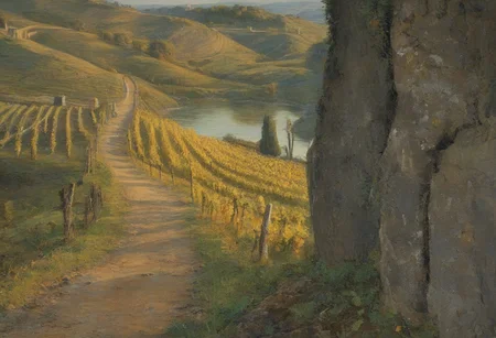 Claude Lorrain (golden hour), Vineyard on steep slate slopes, fox tracks in mud, clapper bridge over stream,grey heron stalking.,Art painting by Gustav Klimt and Takashi Murakami and Kay Sage, ,,
artstation trending, macro lens, volumetric light,
<lora:Illustration_Insanity:0.3>,
<lora:dreamshaperXL10_lora:0.7>,
<lora:extremely_detailed:0.3> extremely detailed,
<lora:DetailMaximizer:0.3>,, Surrealism art style, dreamlike and irrational imagery, explores the unconscious mind, juxtaposition of unlikely elements, challenges reality and logic