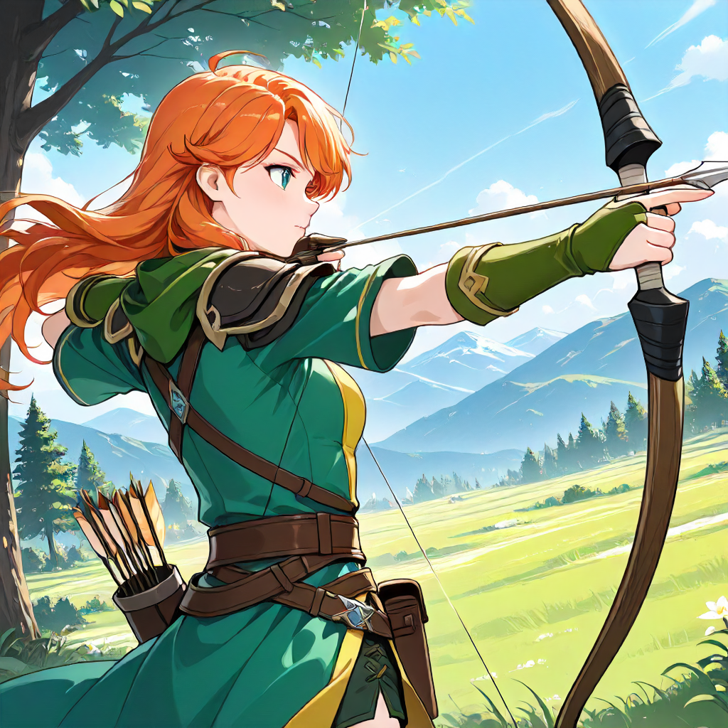 1girl, Windranger, aiming a bow (weapon) <lora:Windranger Illustrious-000007:1>