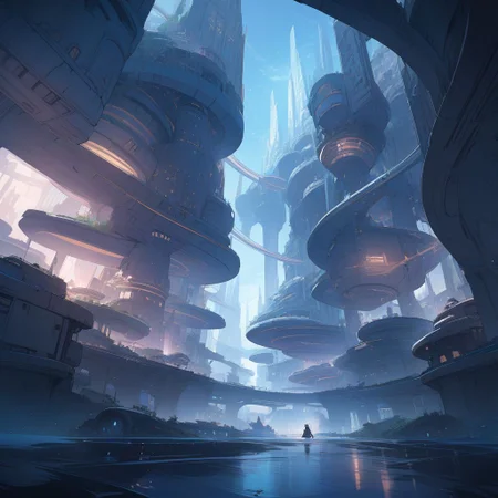 scifi, winding side street in a techno-optimist subsurface scattering aqua fantasy underwater city beyond the beginning of the multiverse, masterpiece, by Alex Jay Brady