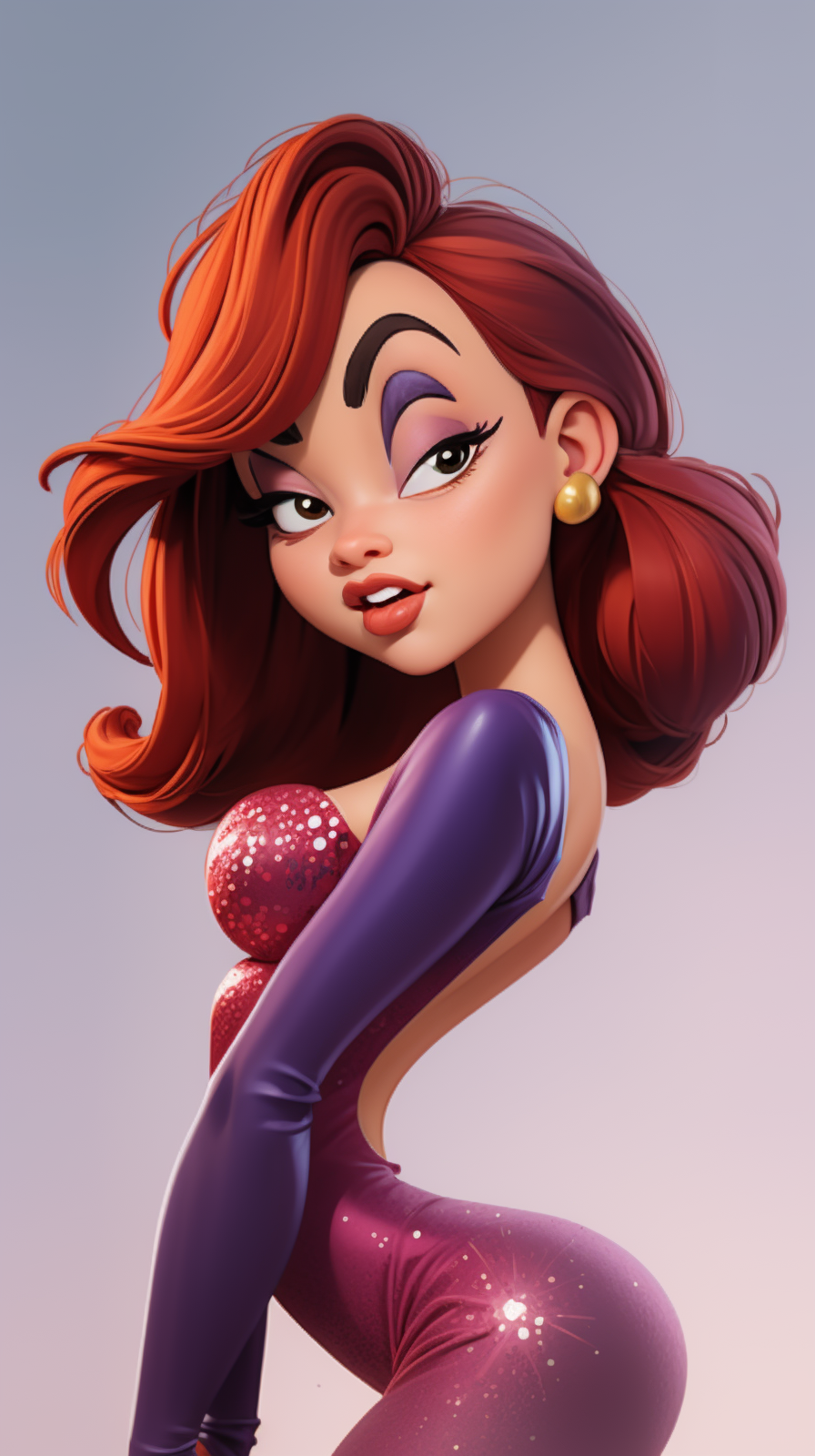 (masterpiece:1.3),(best quality:1.3), CARTOON_jessica_rabbit_aiwaifu, fully makeup, classic_movie,   <lora:CARTOON_jessica_rabbit_aiwaifu69:1>,  <lora:p3r3zstyle:0.9>