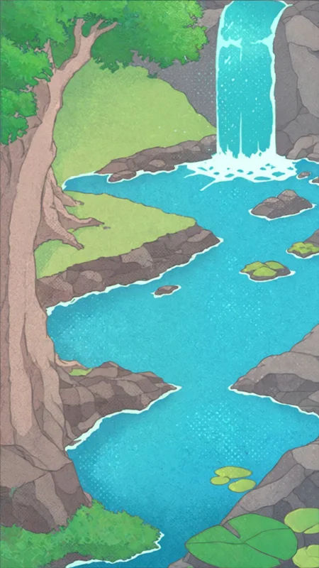 river, waterfall, lake,  lily pads, tree, SteamSummerSales2024  <lora:Steam_Summer_Sales_2024_pony_r2:1>