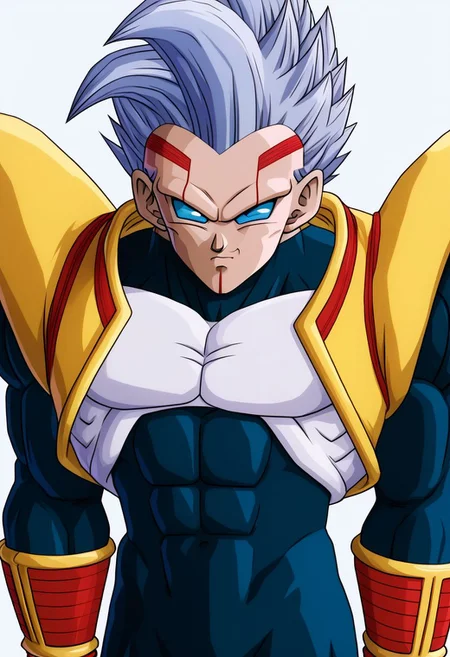 baby vegeta, solo, 1boy, grey hair, blue eyes , male focus, muscle body, big chest, big pecs, Big legs, black Lycra, handsome, best quality, high quality,