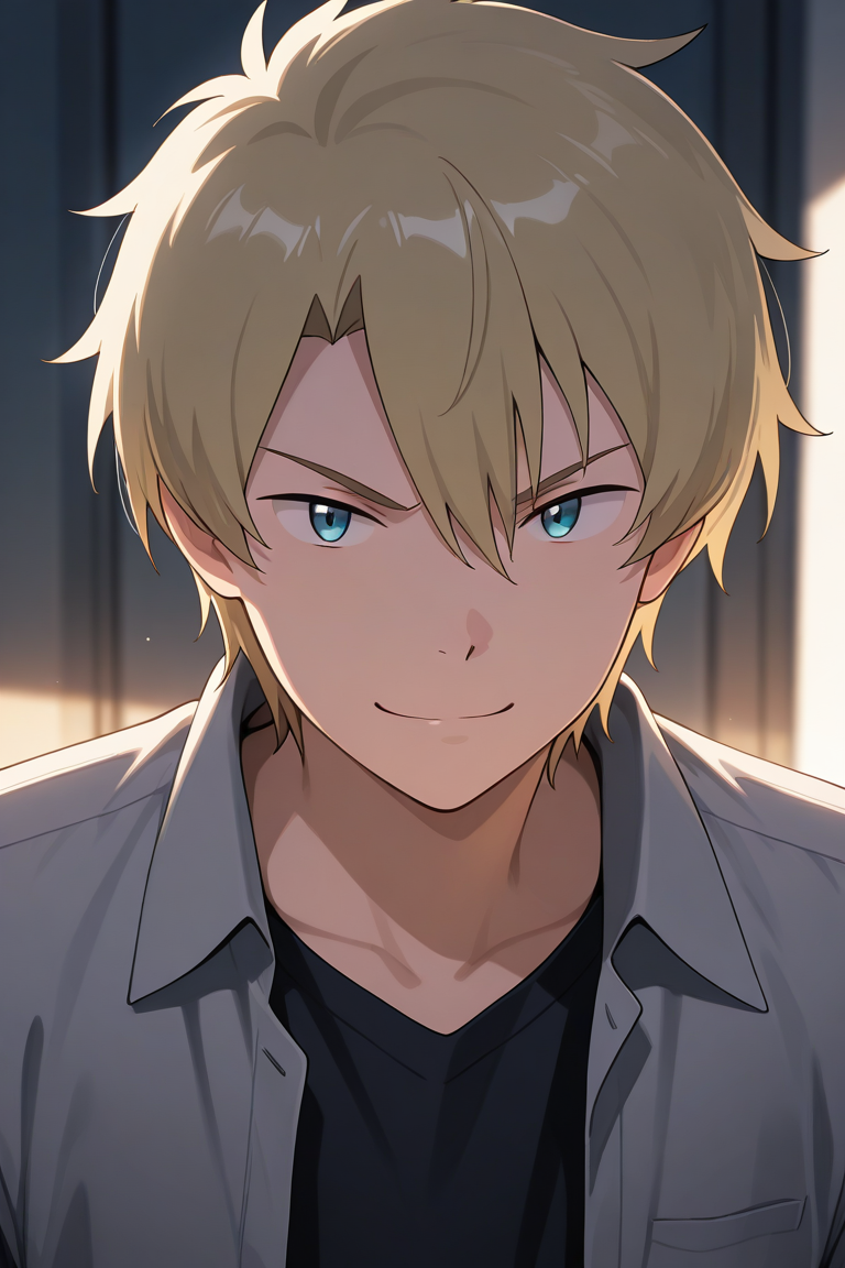 masterpiece, absurdres, newest, perfect quality, best quality, absolutely eye-catching, amazing quality, very aesthetic, high resolution, ultra-detailed, 1boy, male focus, solo, yamato_ishida_tri, looking at viewer, smile, closed mouth, determined, detailed background, volumetric lighting, vibrant colors