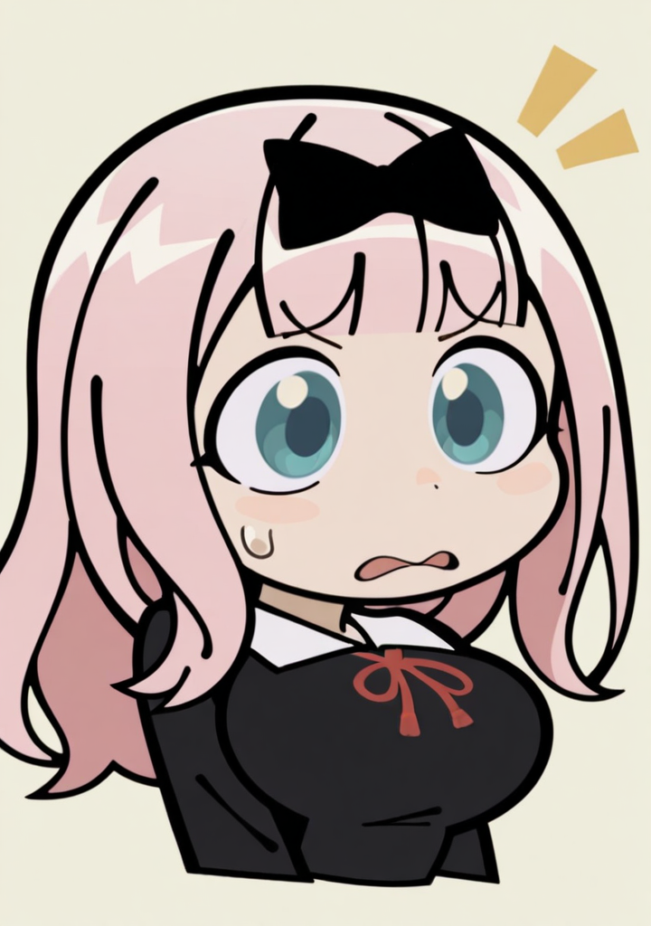 masterpiece,best quality,amazing quality,
1girl,<lora:zzzemoji:1>,zzzemoji,chibi,simple background,sweatdrop,fujiwara chika,