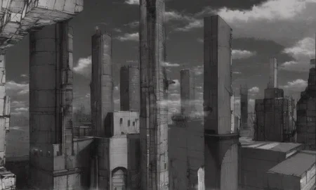 vast scenery, empty, city ruins, cables, tubes, clouds, smoke, (best quality:1.3), monochrome, grayscale, <lora:blame5:1>, g-pen sketches, rough outline,detailed shadow