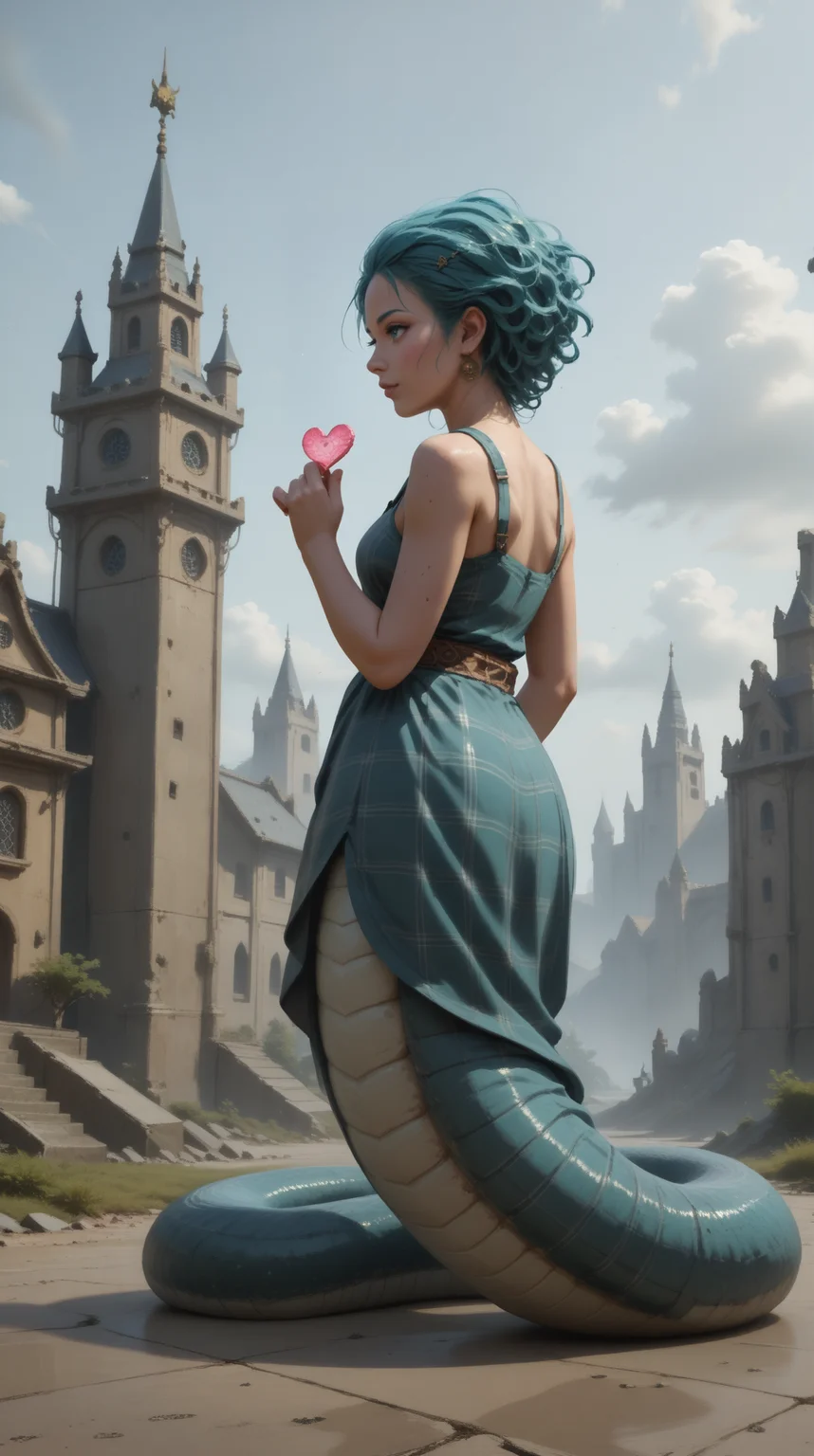 score_9, score_8_up, score_7_up, score_6_up, score_5_up, <lora:NagaPDXL_V2:0.8> naga, 1girl, pained, Hand on Heart, Tartan dress, Sky blue flip hairstyle, Bronze skin, from side, in location castle, best quality, masterpiece
<lora:dmd2_sdxl_4step_lora:0.7>