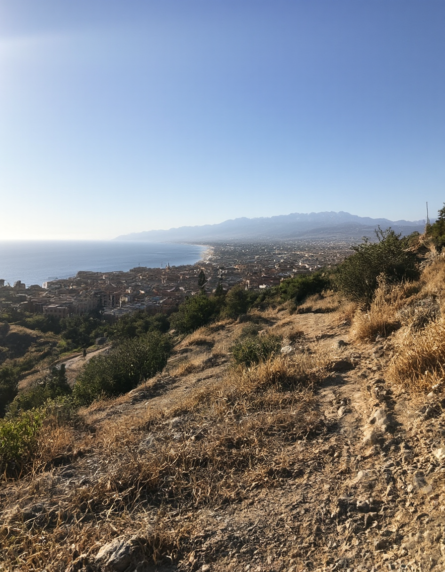 cinematic scene, ariel view, roman city in a hilly italian landscape, moutains in background, ocean on the left side, dirt paths, ancient roman empire,   <lora:iphone-dev-6:1> iphone photo