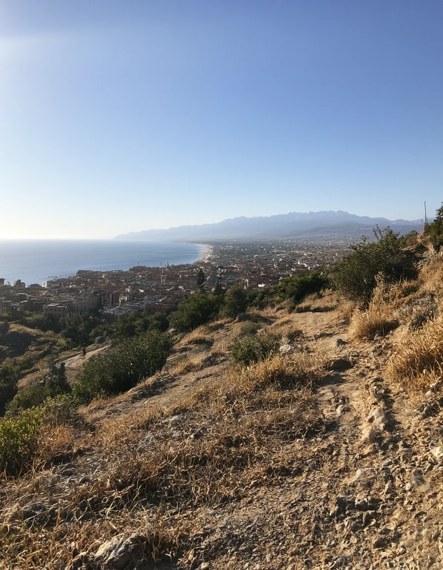 cinematic scene, ariel view, roman city in a hilly italian landscape, moutains in background, ocean on the left side, dirt paths, ancient roman empire,   <lora:iphone-dev-6:1> iphone photo