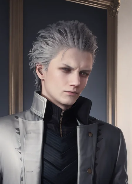 1boy,head, white suit,upper body,