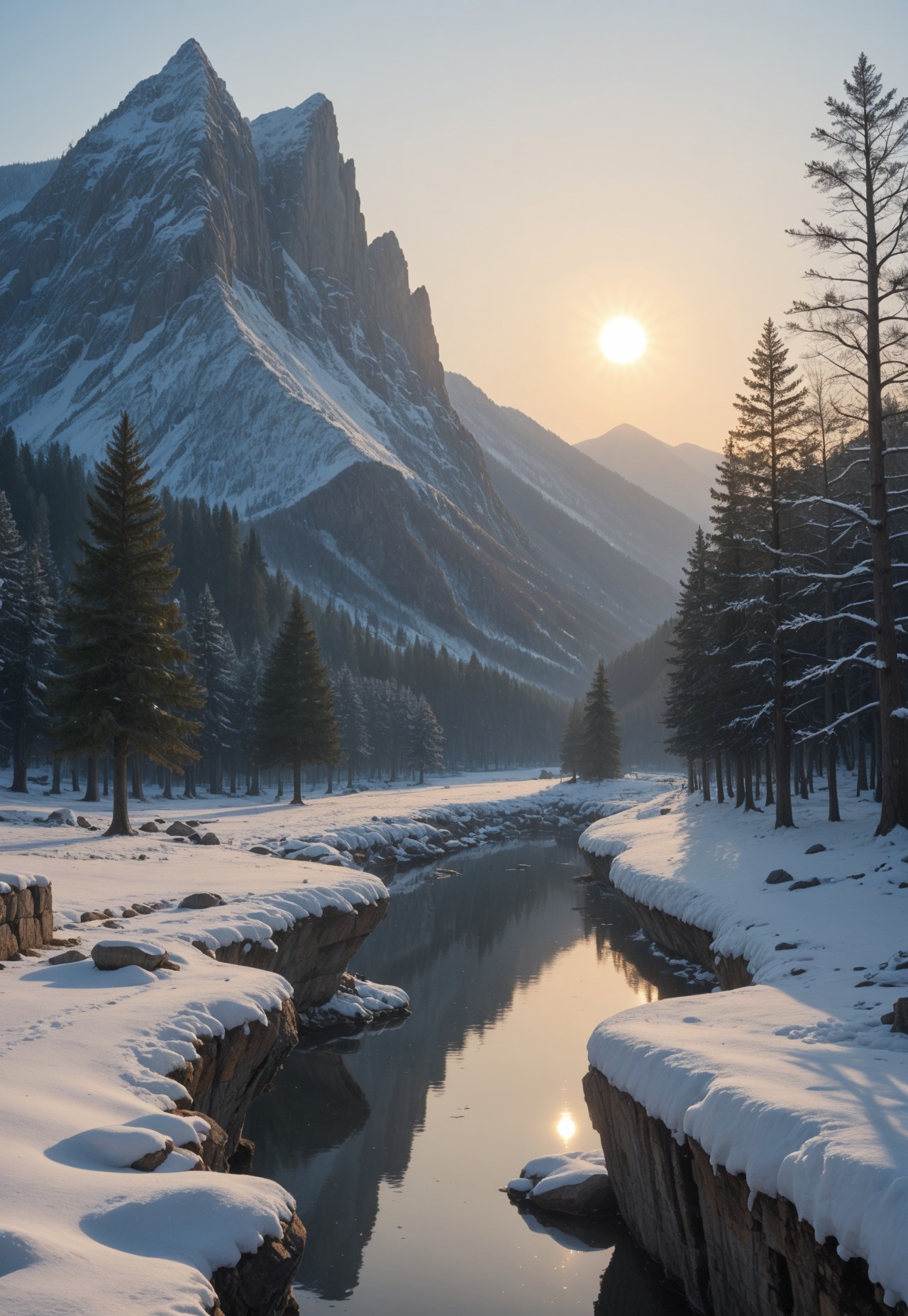 (ruins, broken, snow, dappled sunlight:1.2), sun, tree, forest, scenery, rock, reflection, ancient, overgrown, mountains, sunset, clouds, mountainous horizon, fantasy, medieval, 1other, looking away (masterpiece, exceptional, best aesthetic, best quality, masterpiece, extremely detailed:1.2), in the style of umempart
 (8k uhd:1,4)
 <lora:add-detail-xl:1>
 <lora:Dynamic Poses:1>