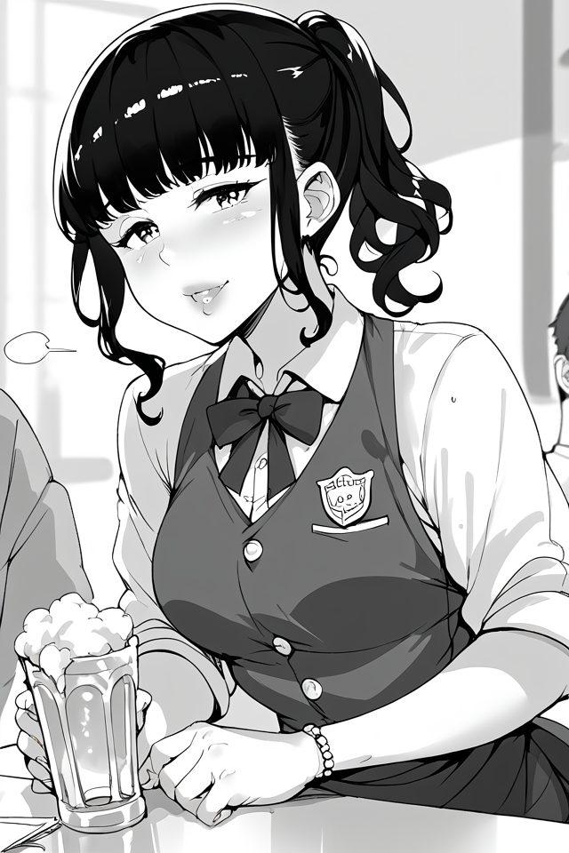 score_9, score_8_up, score_7_up, score_6_up,    <lora:Abubu_NPC_style:1>, bartender, npc_kraes, monochrome