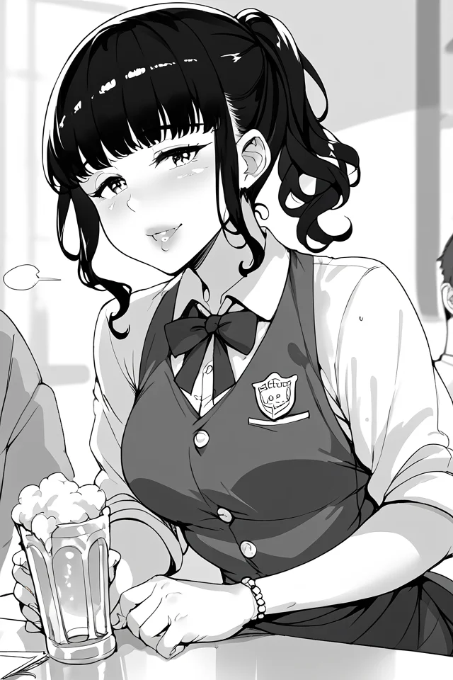 score_9, score_8_up, score_7_up, score_6_up, <lora:Abubu_NPC_style:1>, bartender, npc_kraes, monochrome