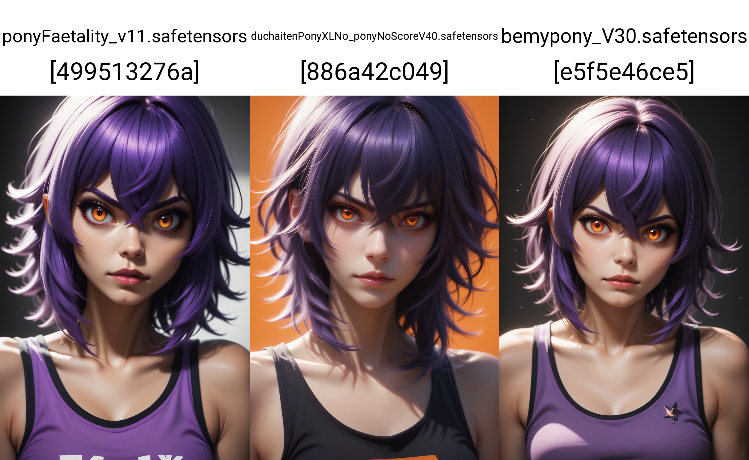 score_9, score_8_up, score_7_up,
1girl, solo, tank top, rating_safe,
 <lora:Dark_Amethyst_Pony_v0.1:0.5> d4rk4m3thyst, orange eyes, purple crossed bangs,