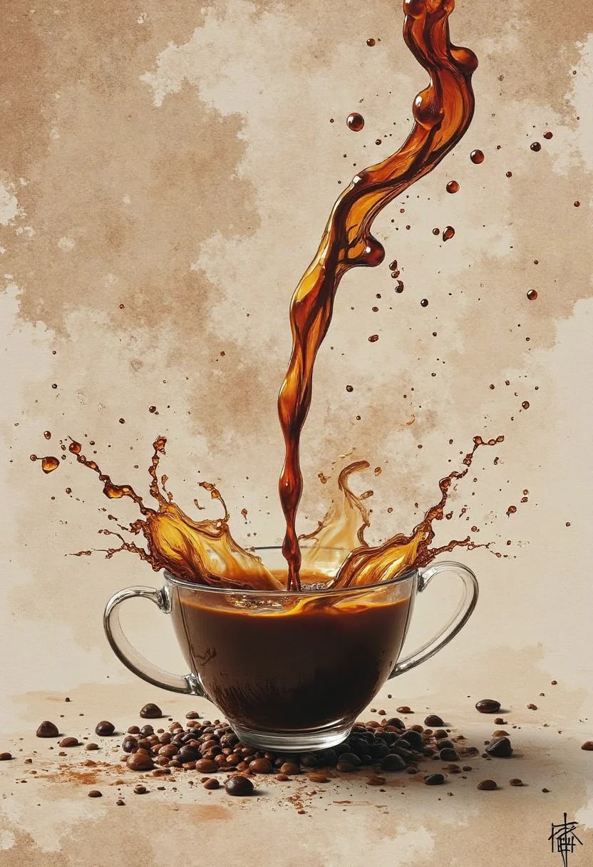A yfg-c0ff coffee with steam around it