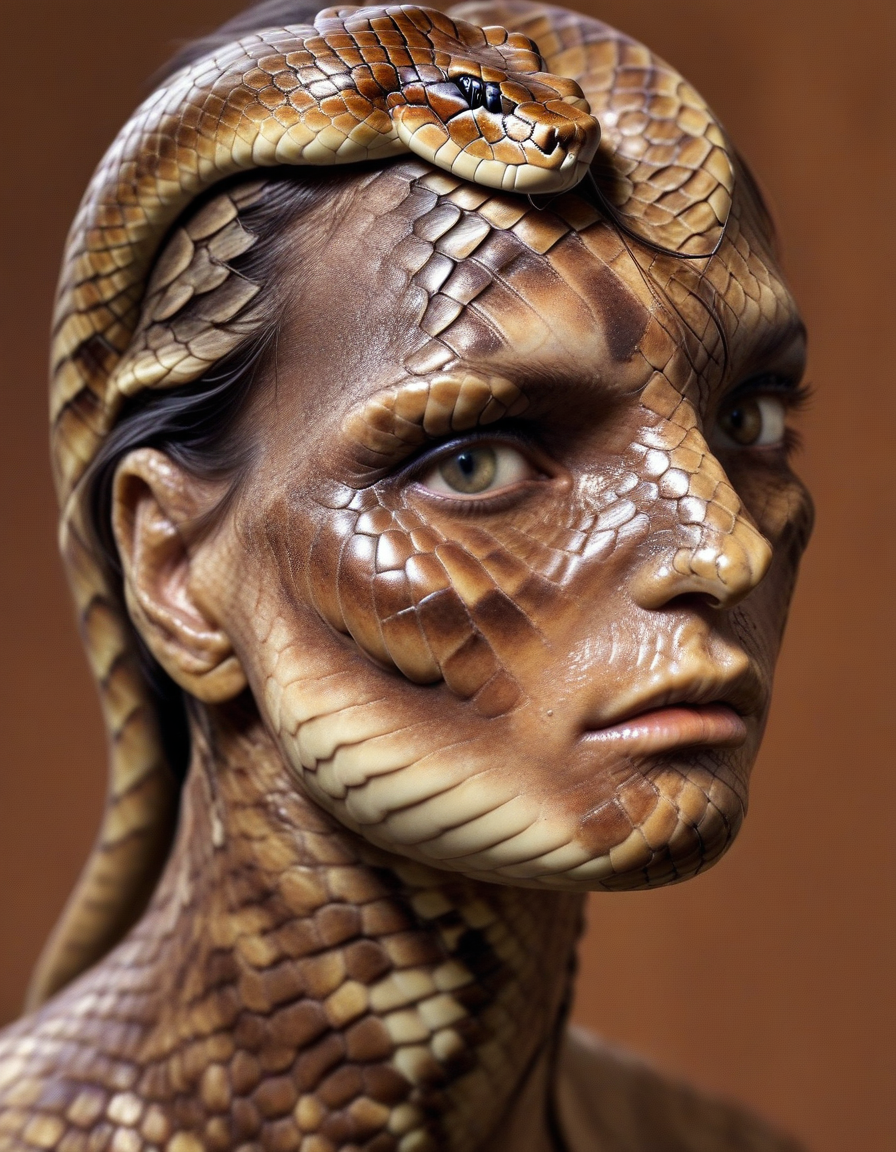 	'[snake human ] hybrid' made of human skin