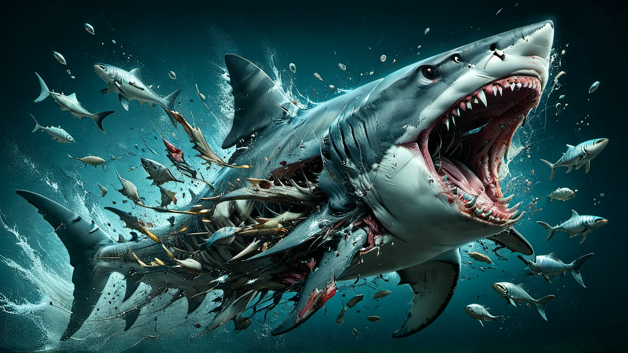 shark from the bottom, hunting fish,  <lora:ral-vlntxplzn-sdxl:0.8> ral-vlntxplzn <hypernet:sxzBloom_sxzBloom:1>